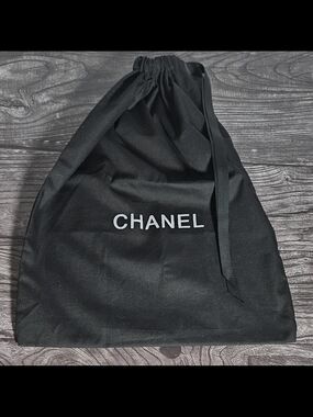 NEW Chanel Large Dust Bag Black Cotton Drawstring Handbag Storage Tote Protector